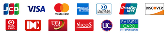 JCB/VISA/mastercard/AMERICAN EXPRESS/Diners Club/Union Pay/DISCOVER/MUFG CARD/DC/UFJ Card/NICOS/UC/SAISON CARD